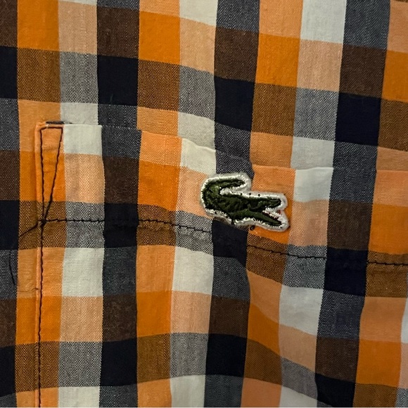 Lacoste Boys Youth XL Plaid Check Preppy Button Up Collared Dress Shirt Size 3 - Picture 2 of 6